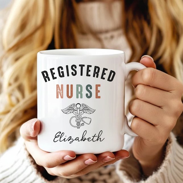 Registered Nurse | Retro Nurse Graduation Custom Coffee Mug (Retro RN Mug Graduation Gift for Registered Nurse, Registered Nurse Mug Custom Retro Coffee Cup)