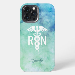 Registered Nurse RN Aqua Blue Medical Personalised iPhone 13 Pro Max Case
