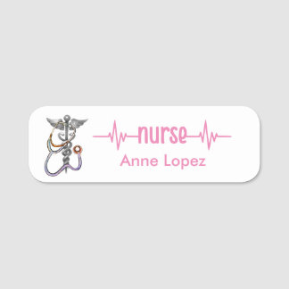 Registered Nurse RN Badge Black and Pink Modern