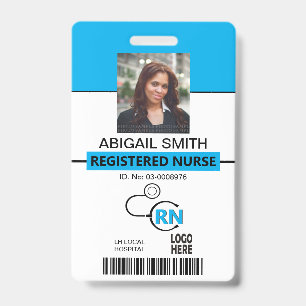 Registered nurse RN blue photo template ID Badge