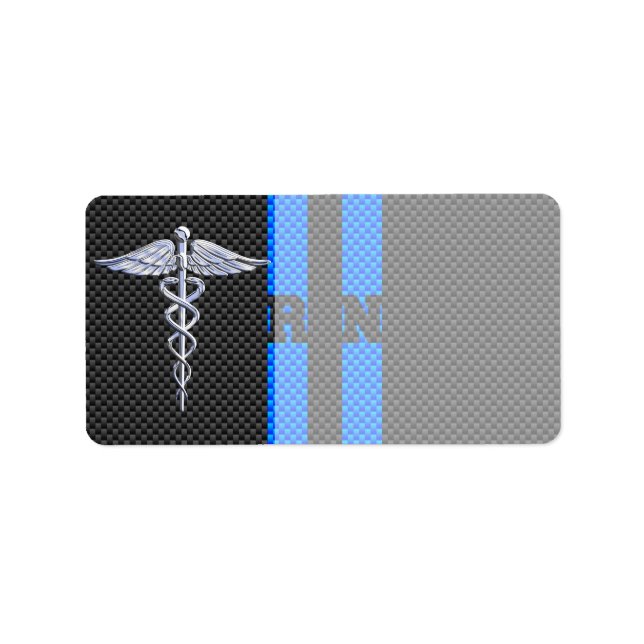Registered Nurse RN Caduceus Carbon Fibre Decor Label (Front)