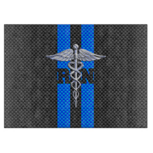 Registered Nurse RN Caduceus Carbon Fibre Print Cutting Board
