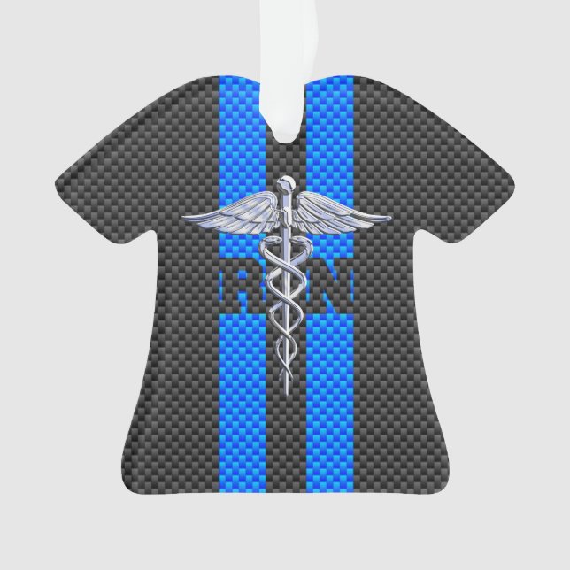 Registered Nurse RN Caduceus Carbon Fibre Print Ornament (Front)