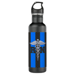 Registered Nurse RN Caduceus Carbon Fibre Stripes 710 Ml Water Bottle