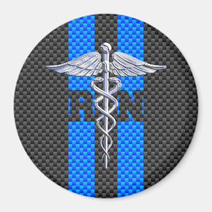 Registered Nurse RN Caduceus Carbon Fibre Stripes Magnet