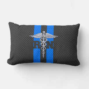 Registered Nurse RN Caduceus Carbon Fibre Style Lumbar Cushion