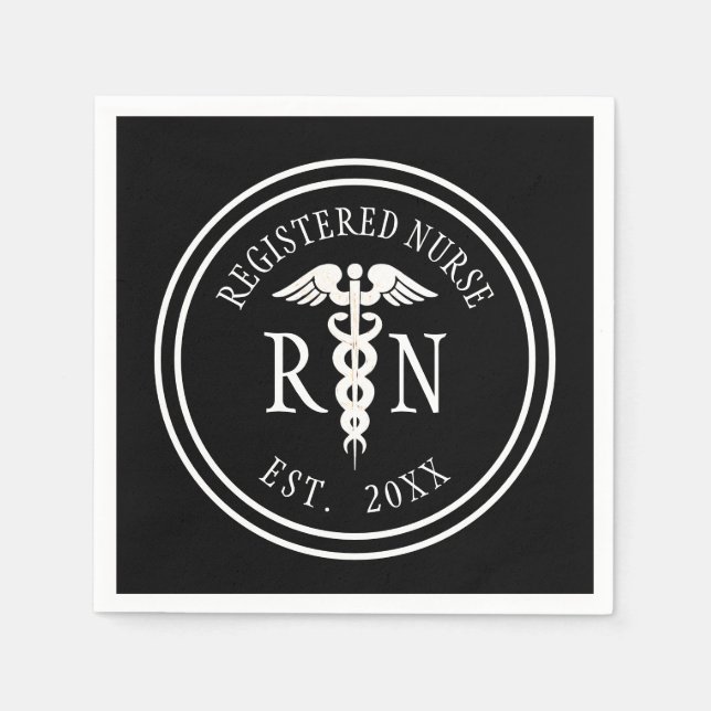 Registered Nurse RN Caduceus Graduation Party Napkin (Front)