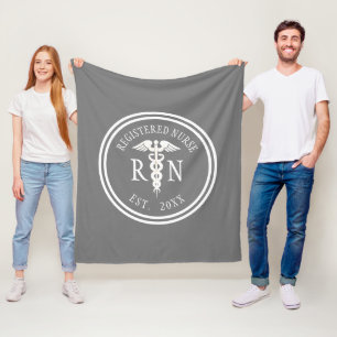 Registered Nurse RN Caduceus Graduation Year Fleece Blanket