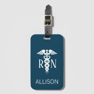 Registered Nurse RN Caduceus Medical Navy Blue Luggage Tag