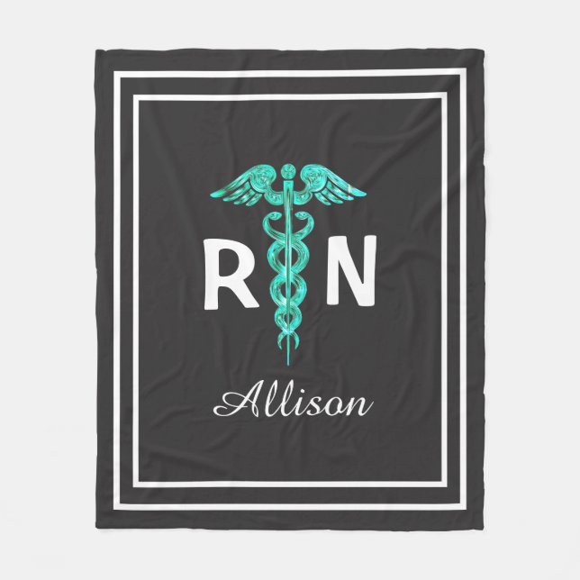 Registered Nurse RN Caduceus Medical Personalised Fleece Blanket (Front)