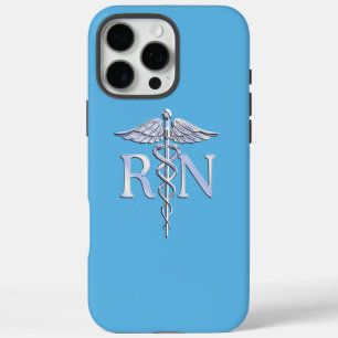 Registered Nurse RN Caduceus on Baby Blue iPhone 16 Pro Max Case