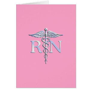 Registered Nurse RN Caduceus on Light Pink