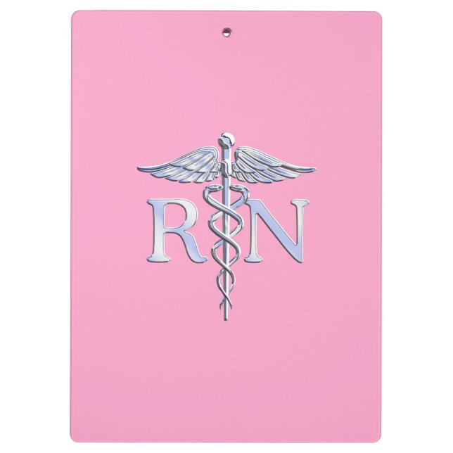 Registered Nurse RN Caduceus on Light Pink Decor Clipboard (Back)