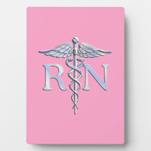 Registered Nurse RN Caduceus on Light Pink Decor Plaque