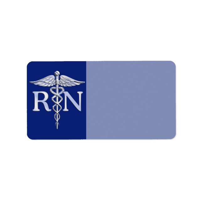 Registered Nurse RN Caduceus on Navy Blue Label (Front)