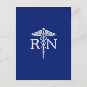 Registered Nurse RN Caduceus on Navy Blue Postcard