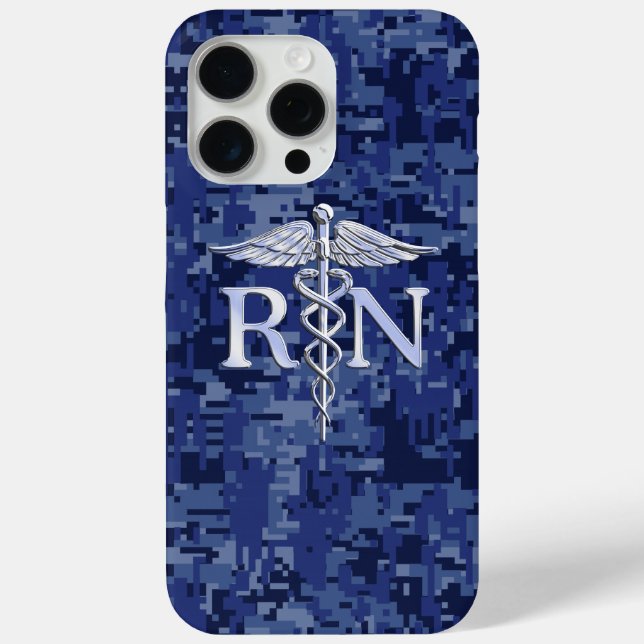 Registered Nurse RN Caduceus on Navy Camo Case-Mate iPhone Case (Back)