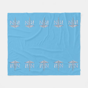 Registered Nurse RN Caduceus on Pastel Blue Fleece Blanket