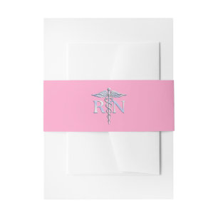 Registered Nurse RN Caduceus on Pastel Pink Invitation Belly Band