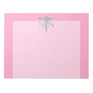 Registered Nurse RN Caduceus on Pastel Pink Notepad