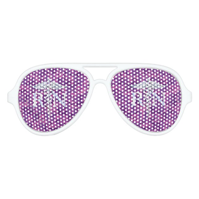 Registered Nurse RN Caduceus on Pink Camouflage Aviator Sunglasses (Front)