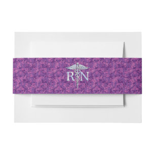 Registered Nurse RN Caduceus on Pink Camouflage Invitation Belly Band