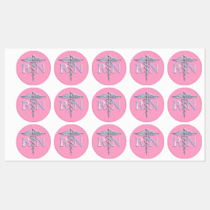 Registered Nurse RN Caduceus on Pink Rose