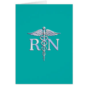 Registered Nurse RN Caduceus on Turquoise