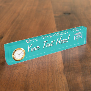 Registered Nurse RN Caduceus on Turquoise Decor Nameplate