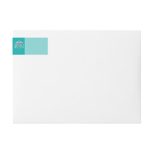 Registered Nurse RN Caduceus on Turquoise Wrap Around Label