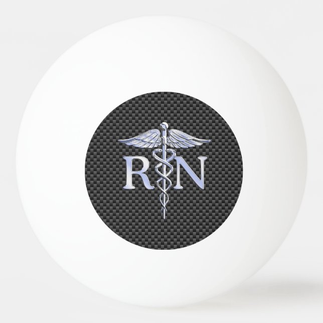 Registered Nurse RN Caduceus Snakes Black Carbon Ping Pong Ball (Back)