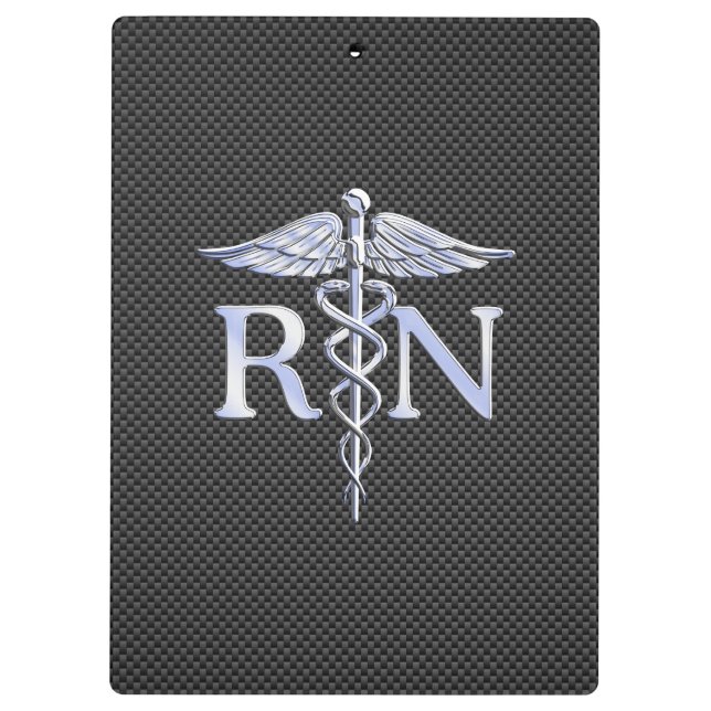 Registered Nurse RN Caduceus Snakes Carbon Clipboard (Back)