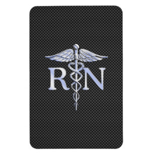Registered Nurse RN Caduceus Snakes Carbon Magnet