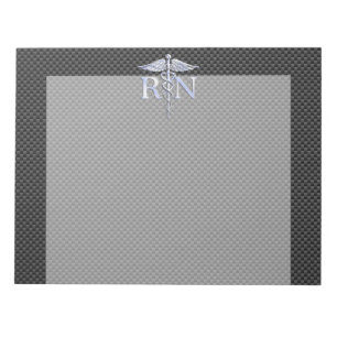 Registered Nurse RN Caduceus Snakes Carbon Notepad