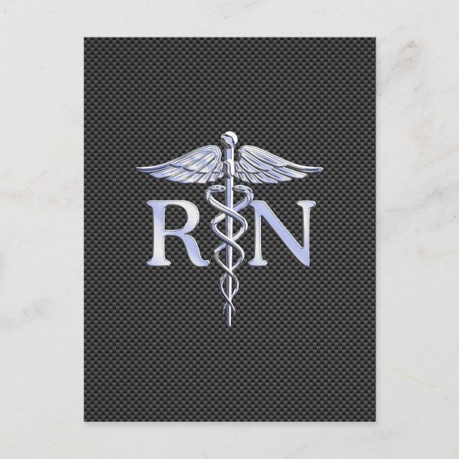 Registered Nurse RN Caduceus Snakes Carbon Postcard (Front)