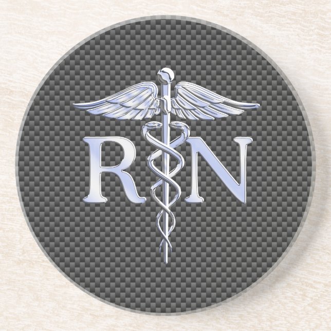 Registered Nurse RN Caduceus Snakes Decor Coaster (Front)