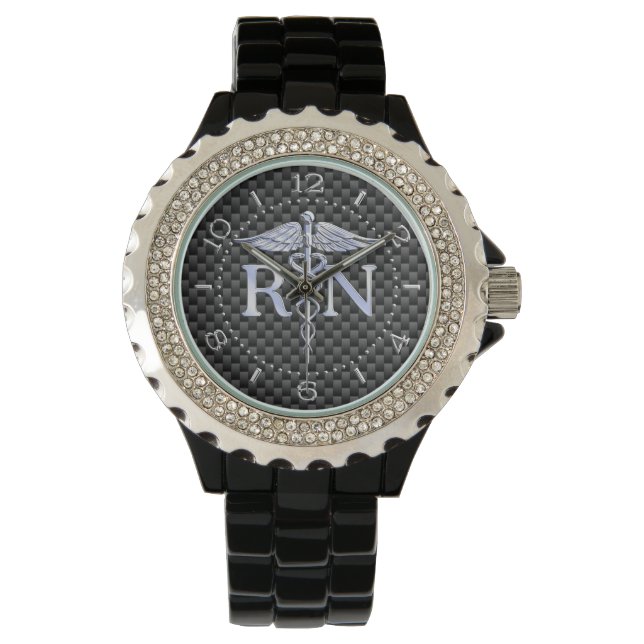Registered Nurse RN Caduceus Snakes Dial Watch (Front)