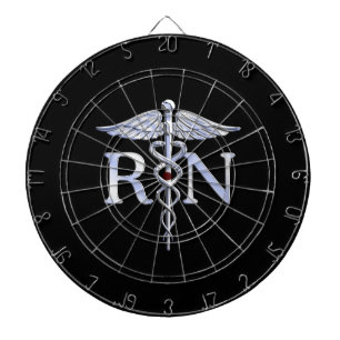 Registered Nurse RN Caduceus Snakes Solid Black Dartboard