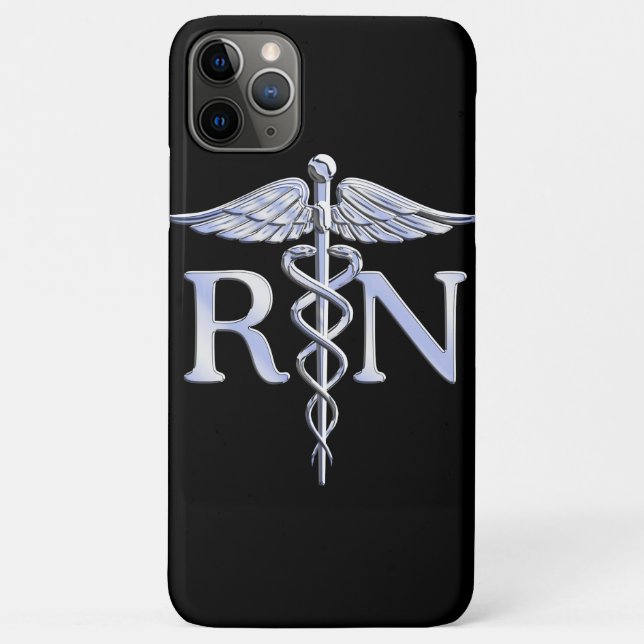 Registered Nurse RN Caduceus Snakes Style on Black Case-Mate iPhone Case (Back)