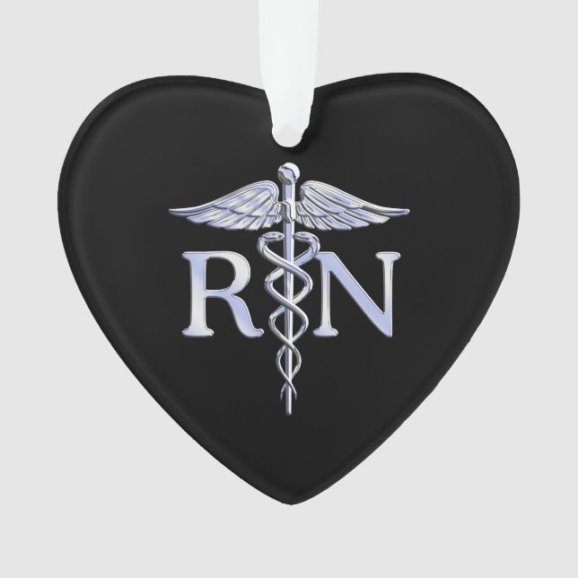 Registered Nurse RN Caduceus Snakes Style on Black Ornament (Front)