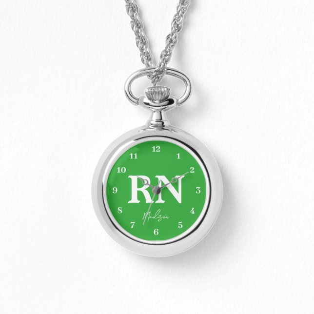 Registered Nurse RN Custom Green Personalised Watch (Front)