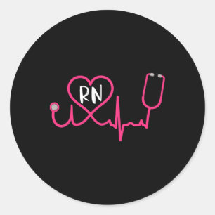Registered Nurse Rn Ekg Stethoscope Heart Heartbea Classic Round Sticker