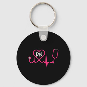 Registered Nurse Rn Ekg Stethoscope Heart Heartbea Key Ring
