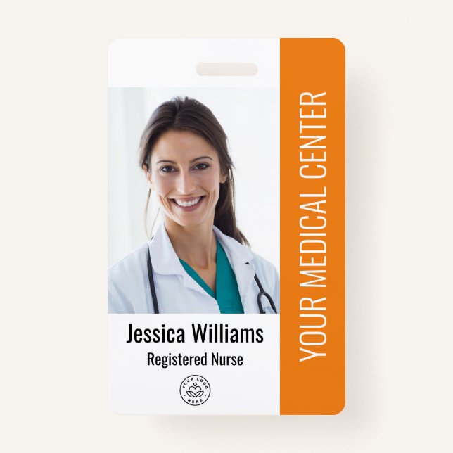 Registered Nurse RN Employee ID Orange ID Badge (Front)