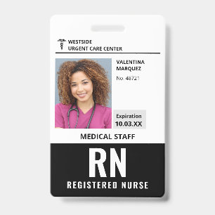 Registered Nurse RN ID Photo Logo Badge