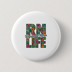 Registered Nurse RN Life Floral Vector Design_1 6 Cm Round Badge