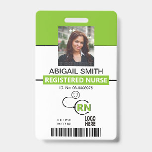 Registered nurse RN lime green photo template ID Badge