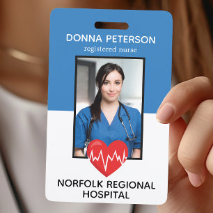 Registered Nurse RN Medical Blue Photo ID Work ID Badge