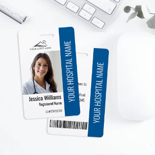 Registered Nurse RN Medical Blue Photo ID Work ID Badge