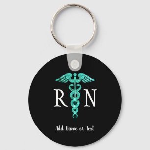 Registered Nurse RN Medical Caduceus Personalised Key Ring